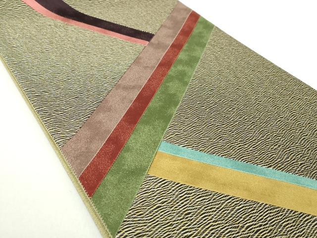 平和屋着物●太鼓柄袋帯　切嵌　斜線文　金糸　正絹　逸品　DAAZ0768ps 平和屋着物○太鼓柄袋帯 切嵌 斜線文 金糸 正絹 逸品 DAAZ0768ps