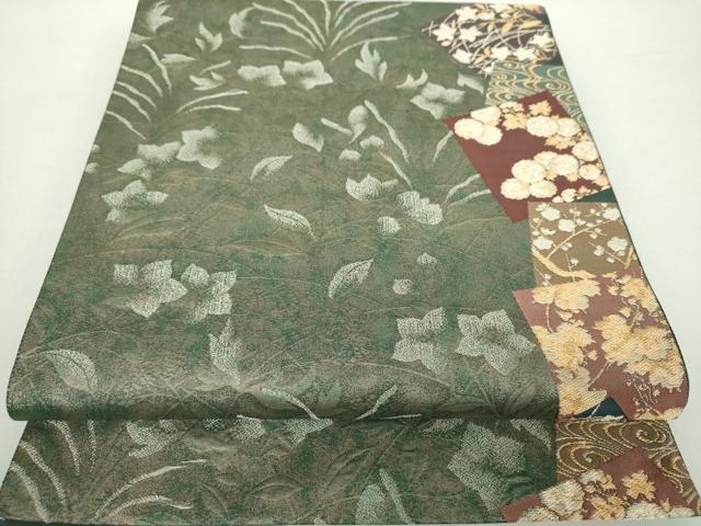 平和屋着物●皇室デザイナー　中村乃武夫　六通柄袋帯　色紙重ね花文　金銀糸　引箔　正絹　逸品　DAAZ0790ps