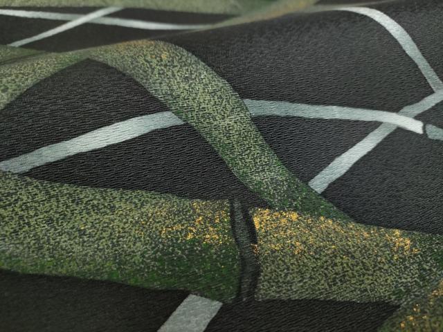 平和屋着物○太鼓柄袋帯 手描き 竹節 黒地 金彩 正絹 逸品 DAAZ0795ps