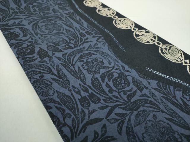 平和屋着物○本場大島紬 薩摩結城 両面 全通柄袋帯 絞り 更紗花鳥