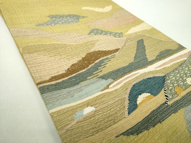 平和屋着物▽太鼓柄袋帯　スリーシーズン帯　春　夏　秋　すくい織　霞文　正絹　逸品　DAAZ0800ps_1