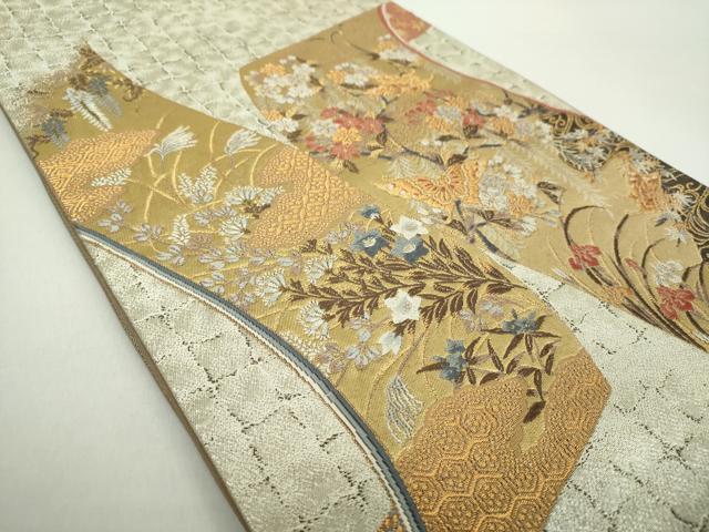 平和屋着物●西陣の名門　加納幸謹製　六通柄袋帯　唐織　吉祥花絵巻　金銀糸　正絹　逸品　DAAZ0819ps 平和屋着物○西陣の名門 加納幸謹製 六通柄袋帯 唐織 吉祥