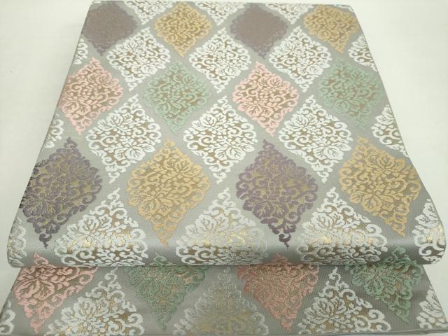 平和屋着物●六通柄袋帯　唐織　花菱文　金糸　正絹　逸品　DAAZ0825ps