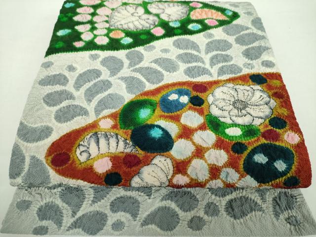 平和屋着物●九寸開き名古屋帯　作家物　絞り　辻が花　鬼しぼ縮緬　正絹　逸品　DAAZ0830ps