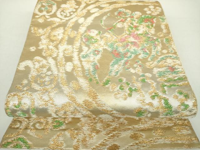 平和屋着物●六通柄袋帯　狩猟連珠　金銀糸　三越扱い　正絹　逸品　DAAZ0868ps