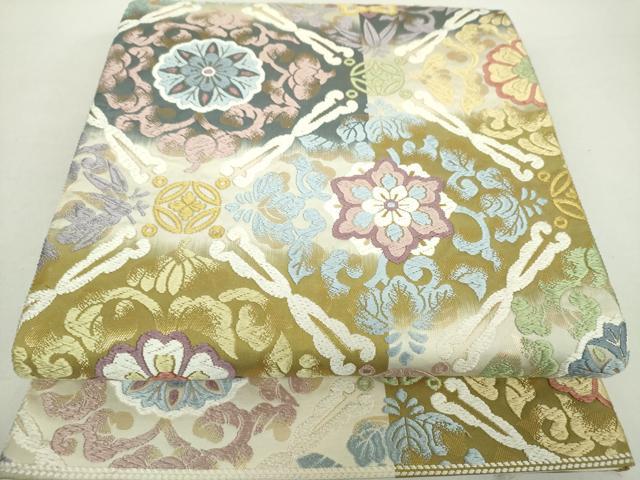 平和屋着物●六通柄袋帯　唐織　花菱文　金糸　正絹　逸品　DAAZ0892ps