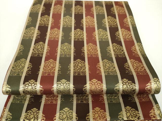 平和屋着物●全通柄京袋帯　名物裂間道　鶏頭　金糸　正絹　逸品　DAAZ0908ps