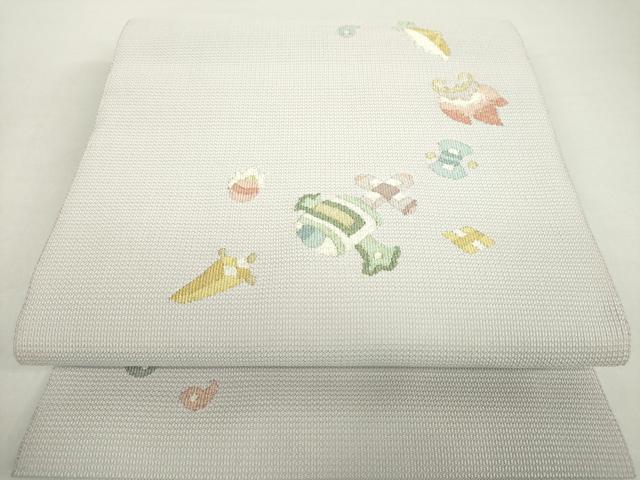 平和屋着物●八寸名古屋帯　作家物　すくい織　宝尽くし　金糸　正絹　逸品　DAAZ0931ps