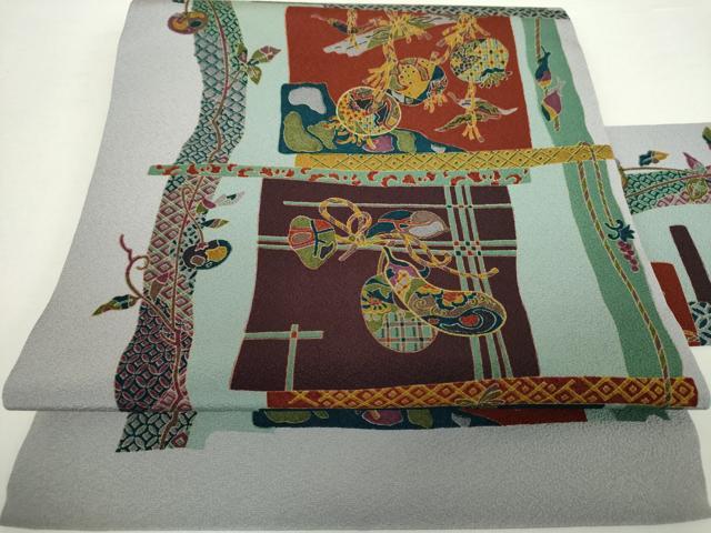 平和屋着物●全通柄九寸名古屋帯　成り物　金彩　正絹　逸品　DAAZ0962ps