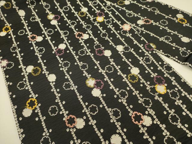 平和屋着物●九寸名古屋帯　唐織　雪輪文　黒地　正絹　逸品　DAAZ2207op 平和屋着物○九寸名古屋帯 唐織 雪輪文 黒地 正絹 逸品 DAAZ2207op