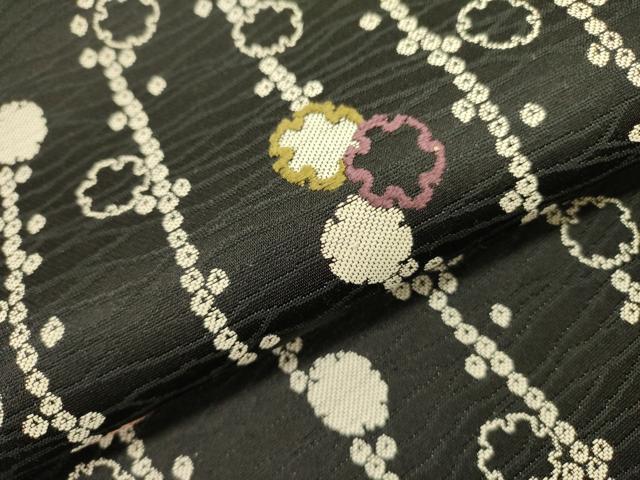 平和屋着物○九寸名古屋帯 唐織 雪輪文 黒地 正絹 逸品 DAAZ2207op