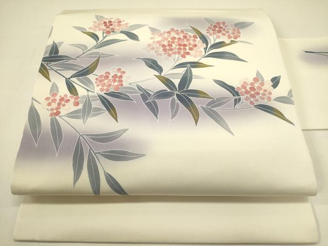 平和屋着物●塩瀬　九寸名古屋帯　紫陽花　正絹　逸品　DAAZ2234op