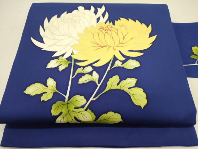 平和屋着物●塩瀬　九寸名古屋帯　菊　正絹　逸品　DAAZ2252op