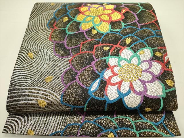 平和屋着物●両面　六通柄袋帯　遊戯　金銀糸　正絹　逸品　DAAZ2263op