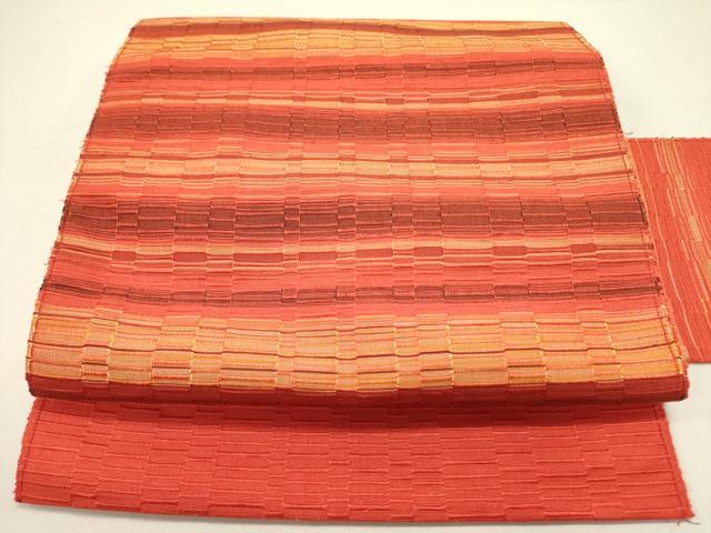 平和屋着物●首里　ロートン織　道屯織　八寸名古屋帯　横段文　正絹　逸品　DAAZ2281op