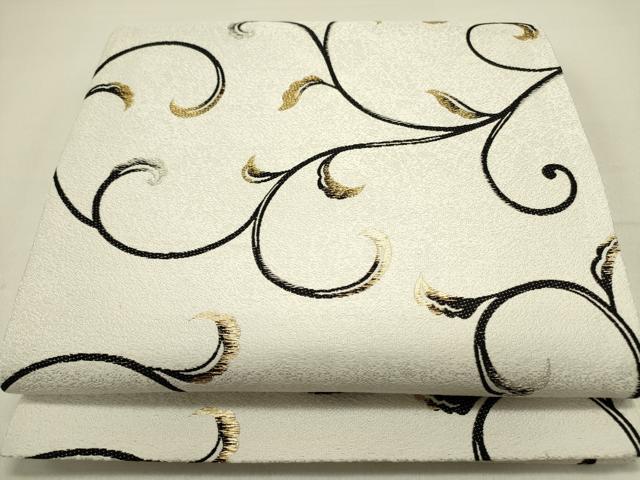 平和屋着物●六通柄袋帯　唐草　金銀糸　正絹　逸品　DAAZ2295op
