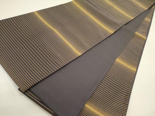 平和屋着物●全通柄袋帯　横段文　金糸　正絹　逸品　DAAZ2305op