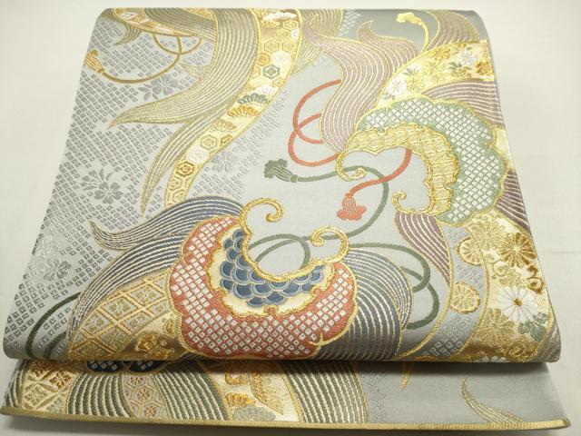 平和屋着物●六通柄袋帯　唐織　宝尽くし　金糸　正絹　逸品　DAAZ2354op