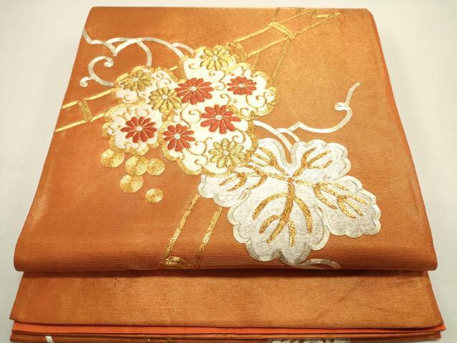 平和屋着物●中国三大刺繍　蘇州刺繍　総刺繍　西陣　川島織物　太鼓柄袋帯　駒刺繍　蔦の葉花文　本金　三越扱い　正絹　逸品　DAAZ2360op