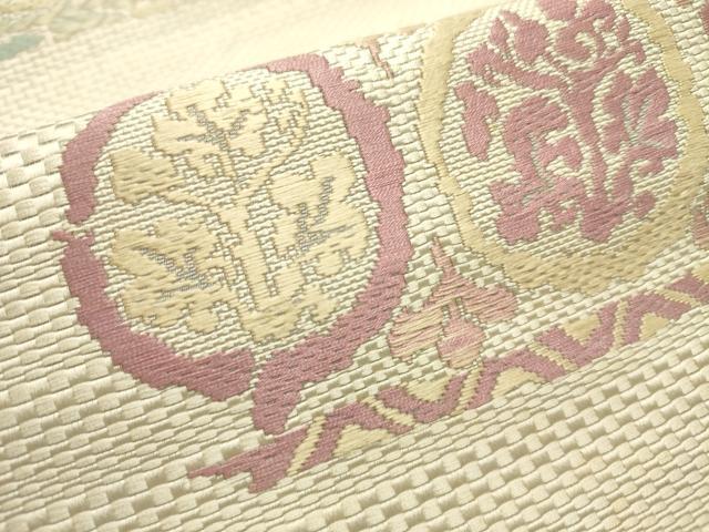 平和屋着物●本場筑前博多織　八寸名古屋帯　唐織　横段抽象文　正絹　逸品　DAAZ2363op_3