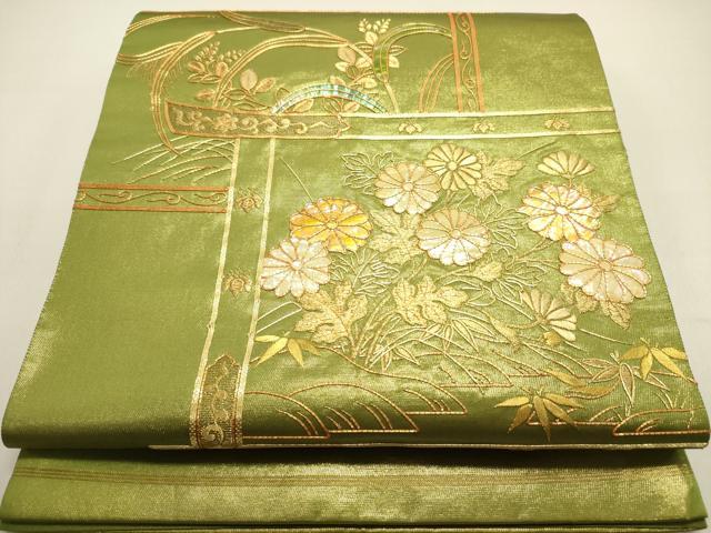 平和屋着物●西陣　川島織物　螺鈿　太鼓柄袋帯　草花　金糸　引箔　正絹　逸品　DAAZ2377op