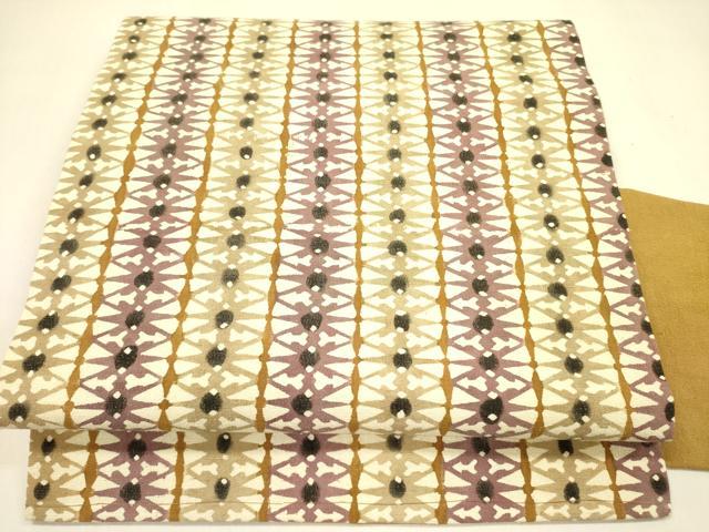 平和屋着物●九寸名古屋帯　型染　紬地　抽象文様　正絹　逸品　DAAZ2393op