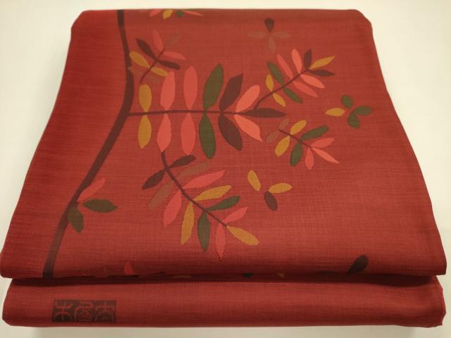 平和屋着物●名門木屋太　今河織物　六通柄袋帯　枝葉文　正絹　逸品　DAAZ2397op