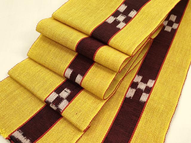 平和屋着物●沖縄県伝統工芸品　八重山ミンサー　手織り　半幅帯　綿　逸品　未使用　DAAZ2461op