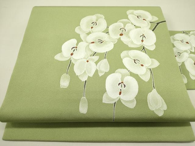 平和屋着物●九寸名古屋帯　作家物　胡蝶蘭　正絹　逸品　DAAZ2800op