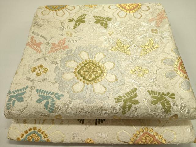 平和屋着物●六通柄袋帯　唐織　正倉院花鳥文　金銀糸　正絹　逸品　DAAZ2816op