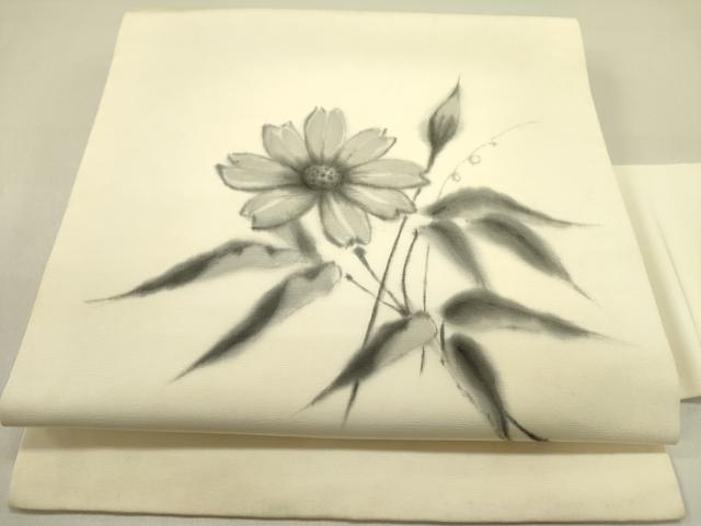 平和屋着物●九寸名古屋帯　作家物　手描き　草花　正絹　逸品　DAAZ2832op