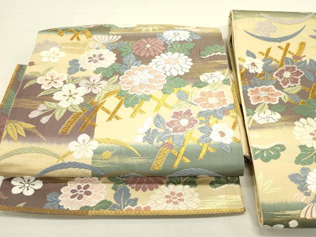 平和屋着物●つけ帯　唐織　籬草花文　金糸　正絹　逸品　DAAZ2840op