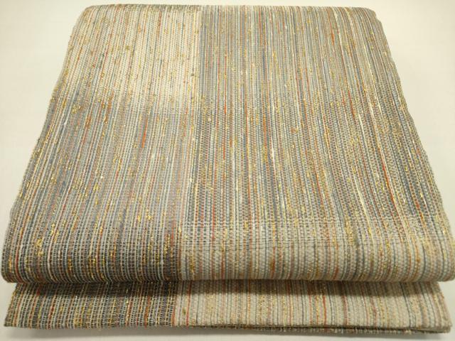 平和屋着物●両面　全通柄袋帯　霞文　金糸　正絹　逸品　未使用　DAAZ2861op