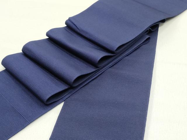 平和屋着物●男性　本場筑前博多織　角帯　鉄紺色　証紙付き　正絹　逸品　DAAZ3013ob
