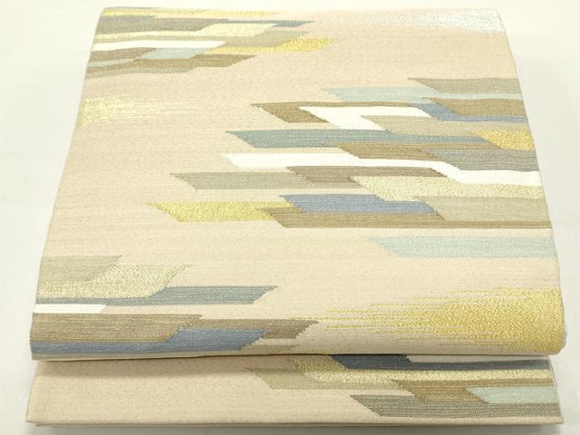 平和屋着物●爪掻き本綴れ　六通柄袋帯　横段文　金銀糸　正絹　逸品　DAAZ3016ob