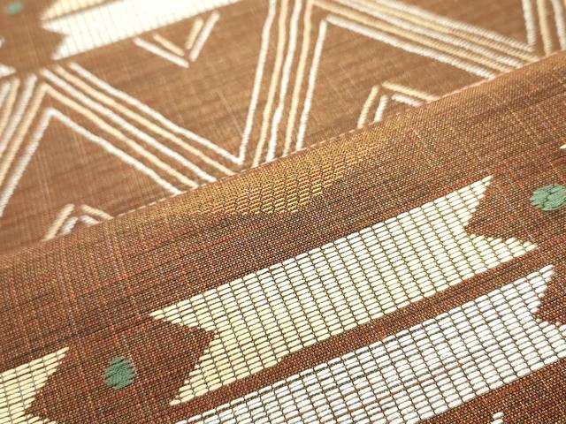 平和屋着物▽六通柄袋帯　スリーシーズン　春夏秋　幾何学文様　金糸　正絹　逸品　DAAZ3030ob_3