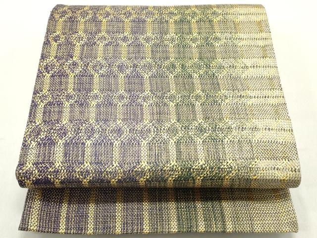 平和屋着物▽ひなや工房 くむ・あむ・おる 伊豆蔵明彦 組織 両面 太鼓柄袋帯 スリーシーズン 春夏秋 間道 金糸 正絹 逸品 DAAZ3033ob