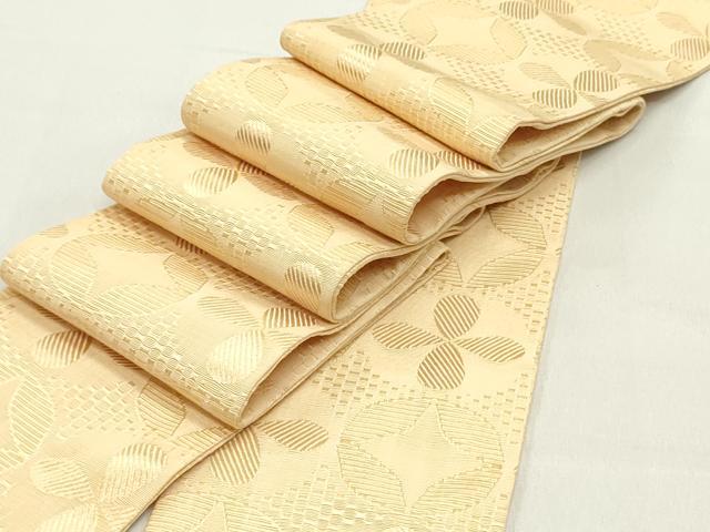 平和屋着物●男性　本場筑前博多織　角帯　七宝花文　香色　正絹　逸品　DAAZ3061ob