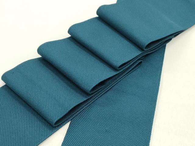 平和屋着物●男性　本場筑前博多織　角帯　紺瑠璃色　正絹　逸品　DAAZ3082ob