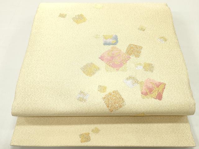 平和屋着物●爪掻き本綴れ　太鼓柄袋帯　霞飛鶴流水文　金銀糸　正絹　逸品　DAAZ3142ob