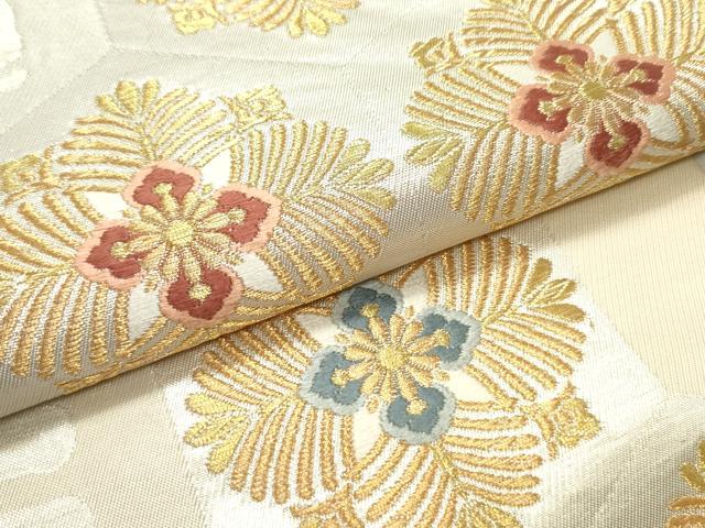 平和屋着物○六通柄袋帯 唐織 亀甲鶴亀文 金銀糸 正絹 逸品 DAAZ3145ob