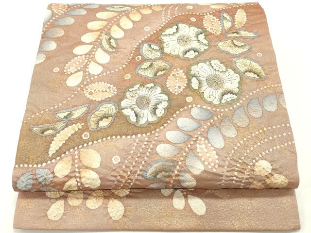 平和屋着物●太鼓柄袋帯　作家物　絞り　辻が花　金糸　正絹　逸品　DAAZ3149ob