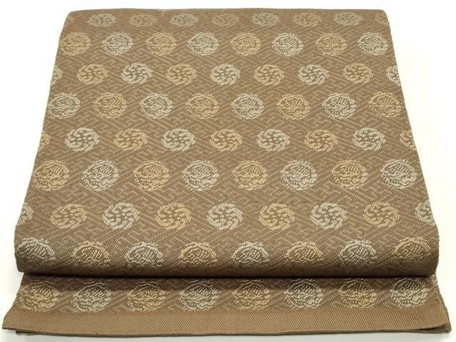 平和屋着物●アンティーク　大正ロマン　八寸名古屋帯　唐織　花丸間道　正絹　逸品　DAAZ3198ob