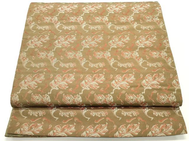 平和屋着物●両面　全通柄袋帯　枯葉文　金彩　正絹　逸品　DAAZ3200ob