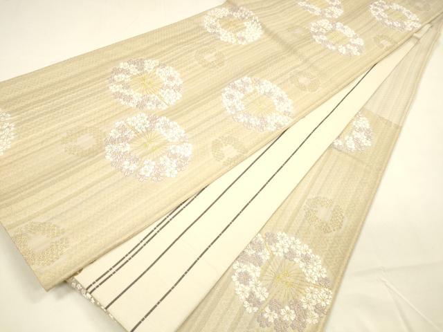 平和屋着物●両面　六通柄袋帯　唐織　舞花文　吉祥間道　金銀糸　やまと誂製　正絹　逸品　DAAZ4043cm