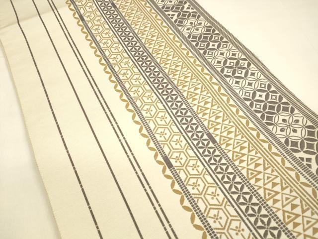 平和屋着物○両面 六通柄袋帯 唐織 舞花文 吉祥間道 金