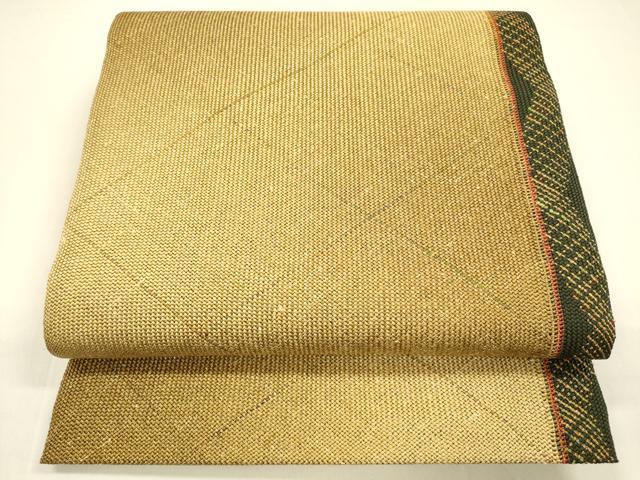 平和屋着物●八寸名古屋帯　組織　抽象文様　金糸　正絹　逸品　DAAZ4046cm