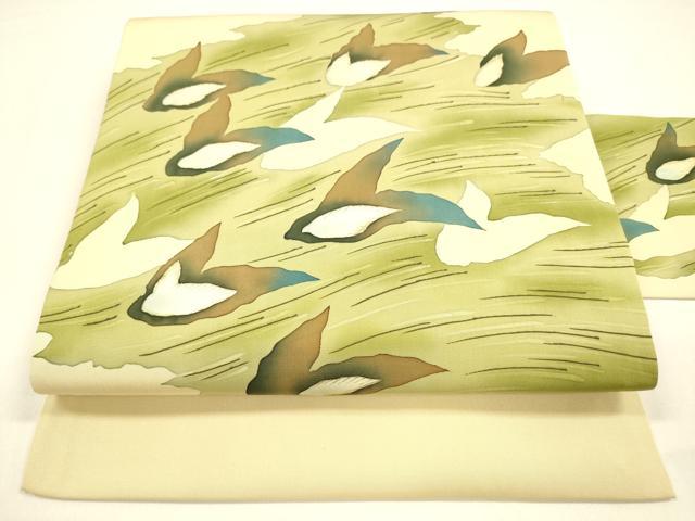 平和屋着物●鎌倉友禅　坂井教人　日本工芸会正会員　塩瀬　九寸名古屋帯　抽象文様　金彩　正絹　逸品　DAAZ4061cm