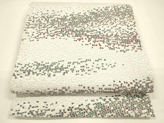 平和屋着物●本場筑前博多織　八寸名古屋帯　抽象文様　やまと誂製　正絹　逸品　DAAZ4068cm