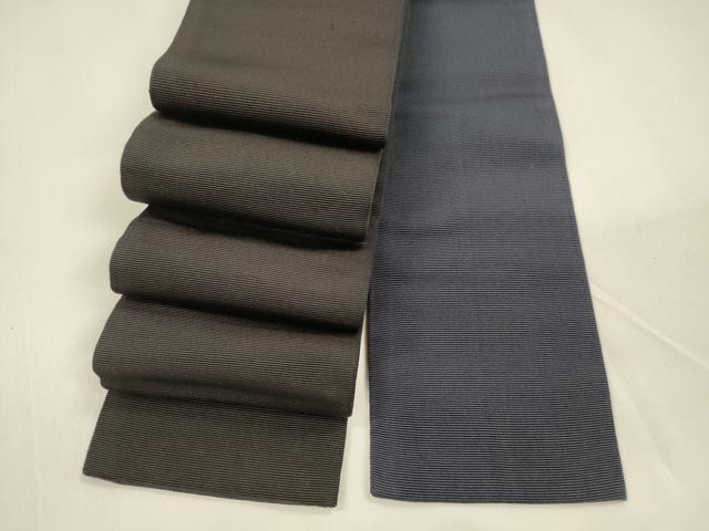 平和屋着物●男性　本場筑前博多織　両面　角帯　烏羽色　鉄紺色　正絹　逸品　DAAZ4093cm